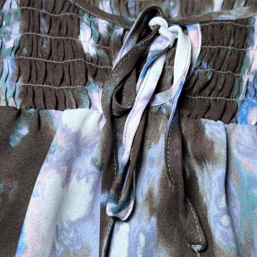 Simply Vera Vera Wang Womens Size Large Tie Neck Top Smocked Sleeveless Tie Dye - Picture 16 of 16